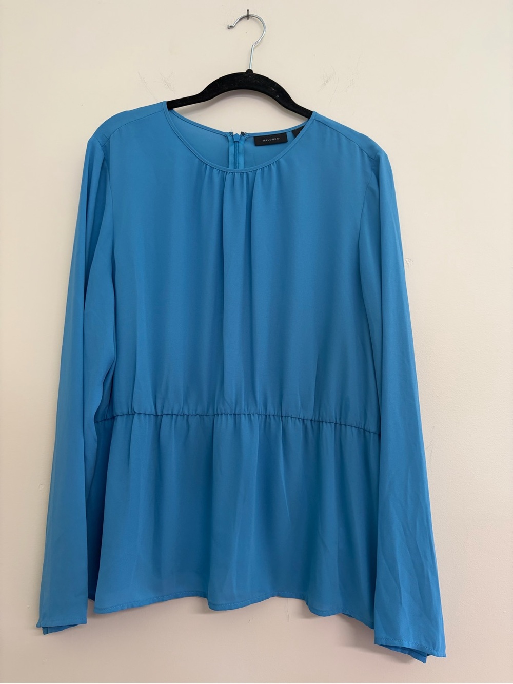 Halogen Bright Blue Long-Sleeve Peplum Blouse